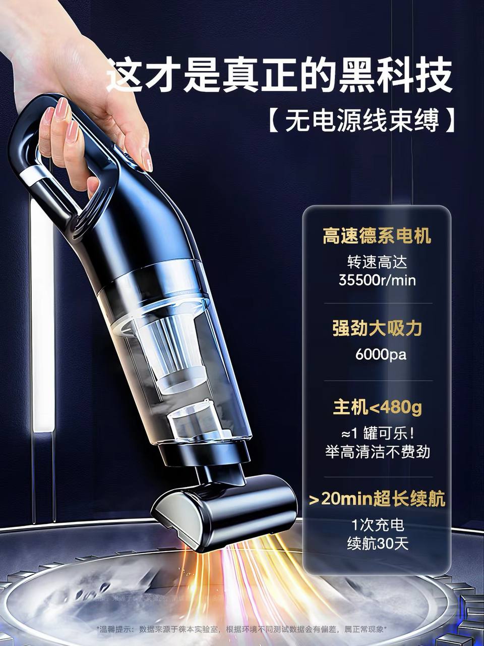Cordless Handheld Vacuum Cleaner – High Power 6000Pa image 3