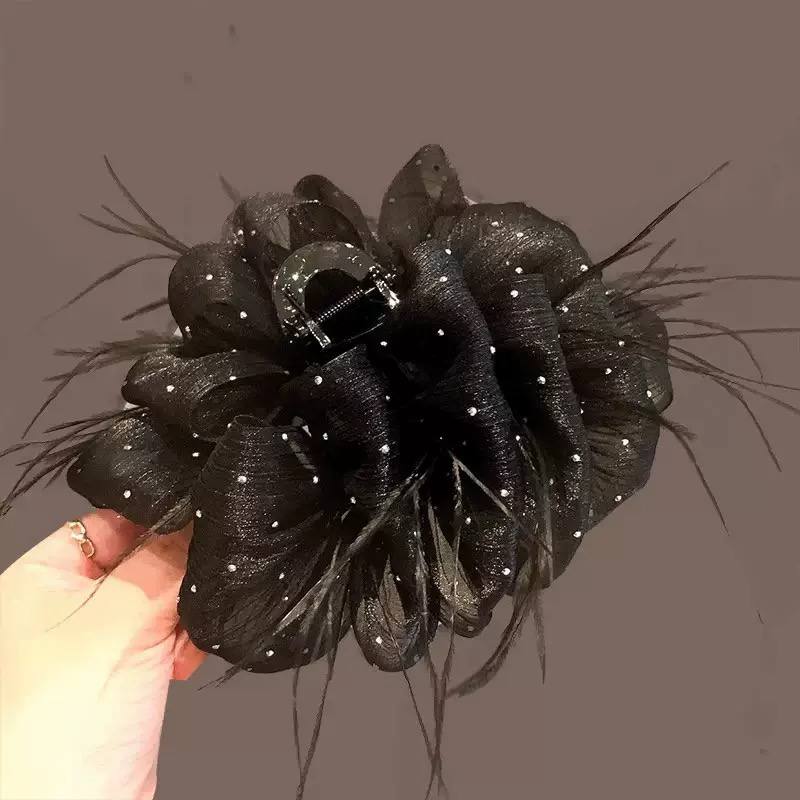 Mesh bow hair claw clips