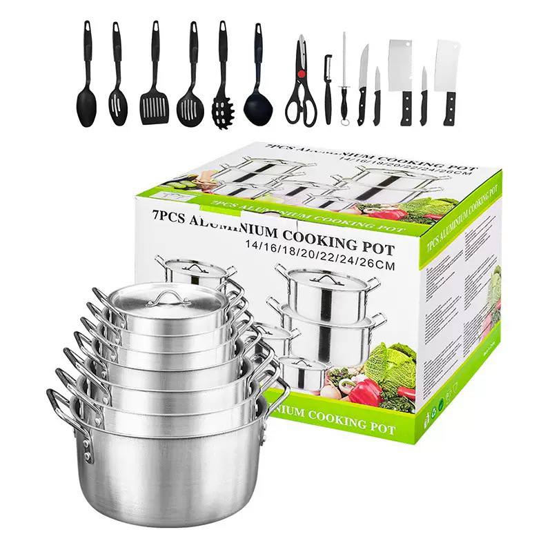  7-piece aluminum casserole cooking pot set
