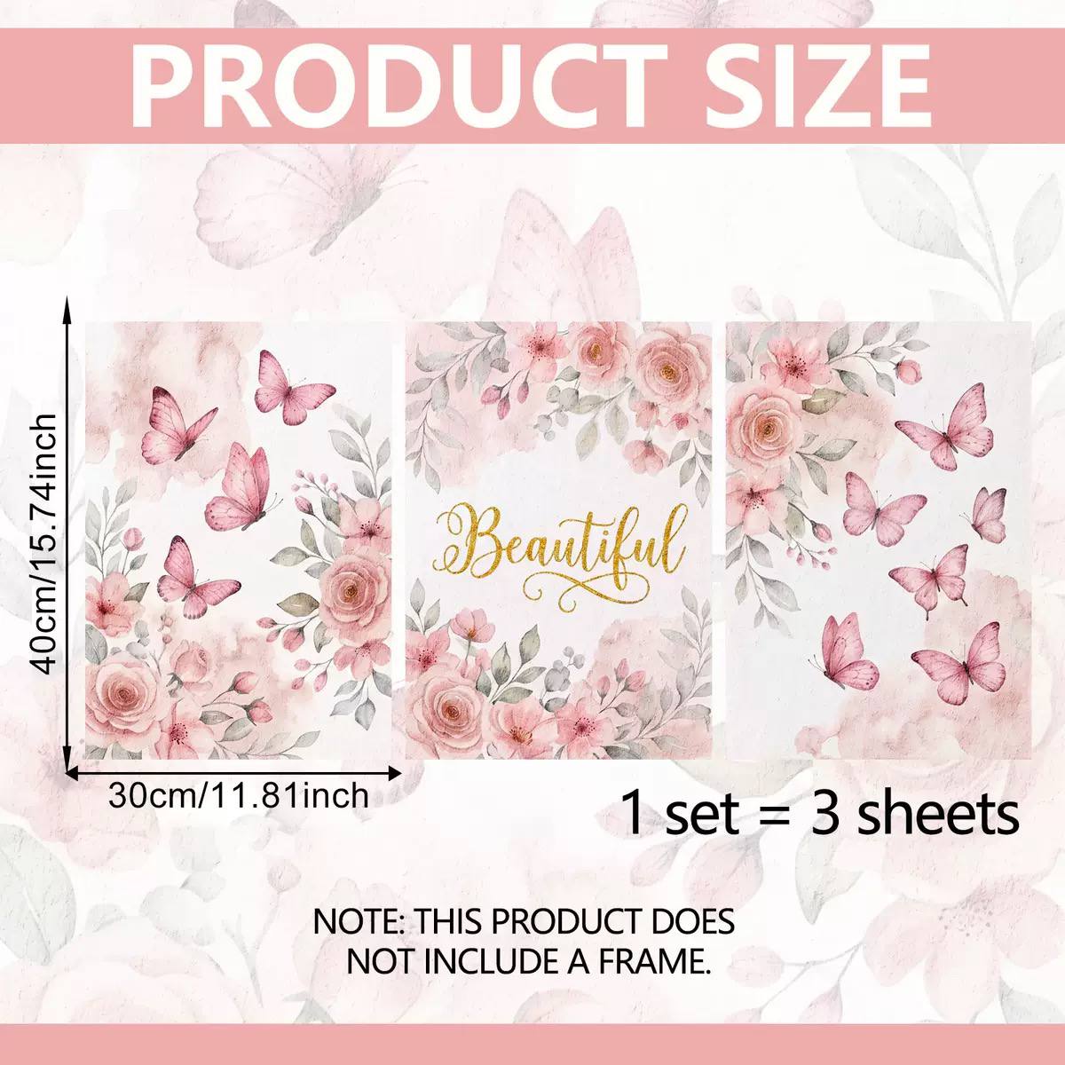 Frameless 3-panel wall art set