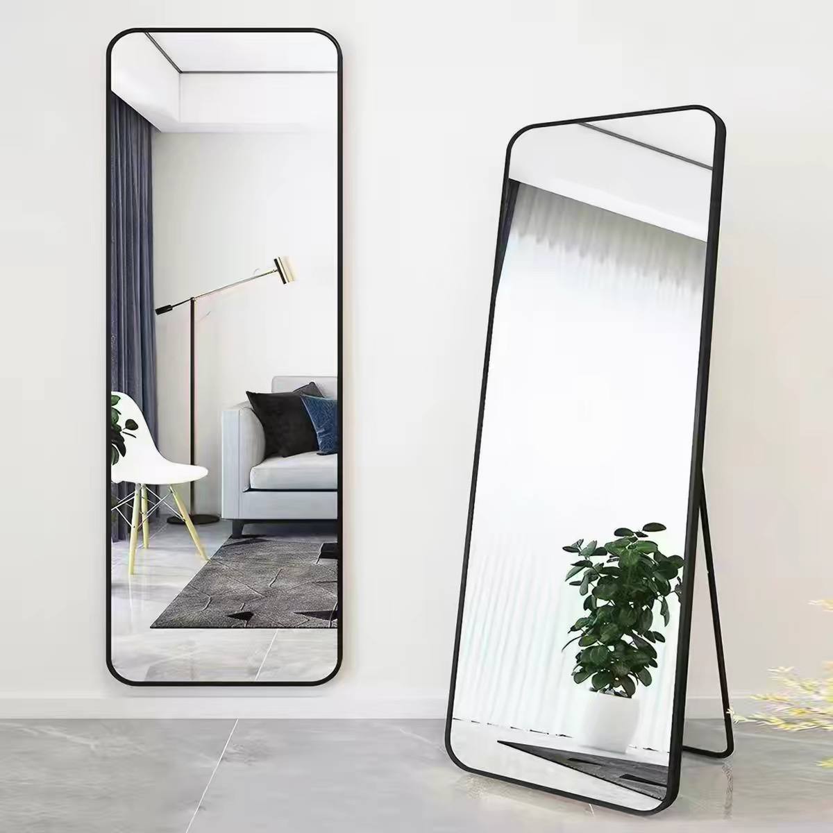 Full-Length Standing Mirror – Rectangular Frame (Gold/Black/White) image 3