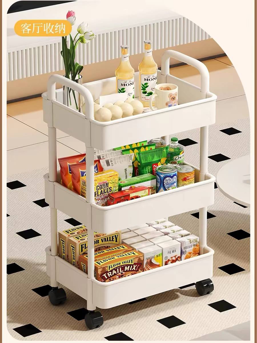 White, Generic 3-tier mobile utility cart image 2