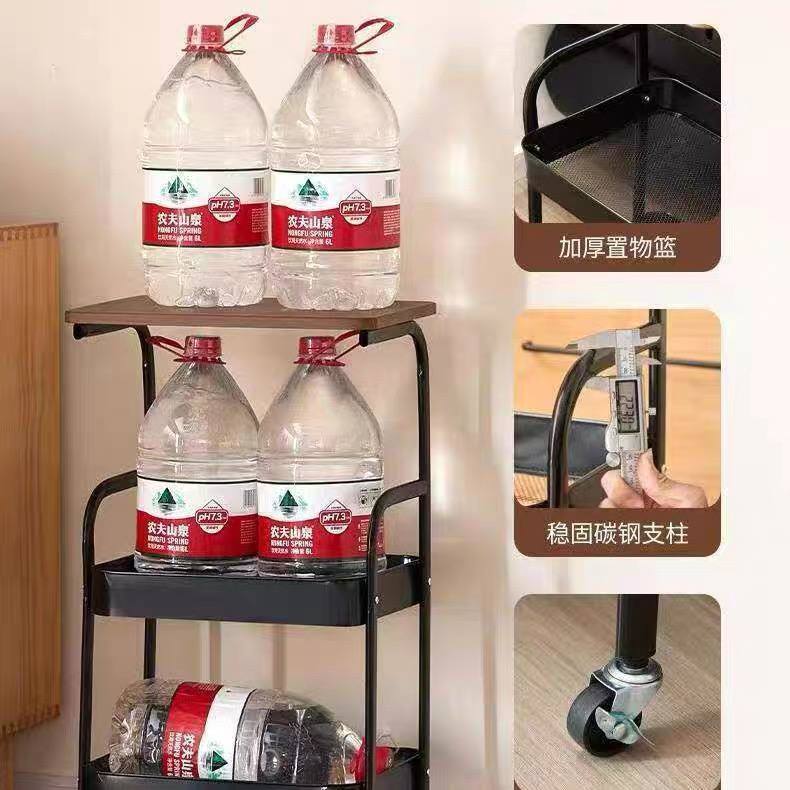 3-tier black metal storage cart. image 2