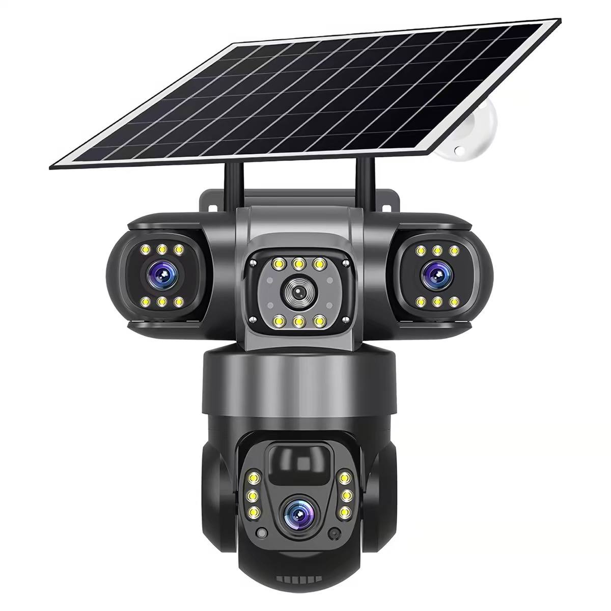  V380 Pro 3-Lens solar-powered security camera system.