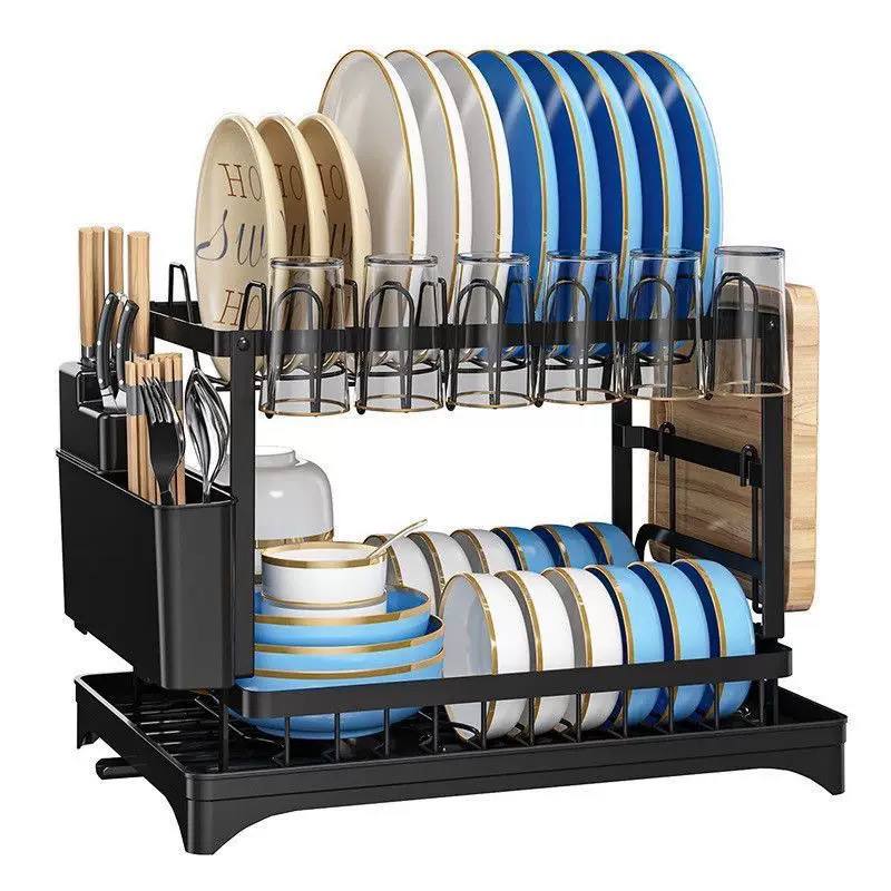  PRUJOY 2-tier white metal kitchen dish drainer rack 