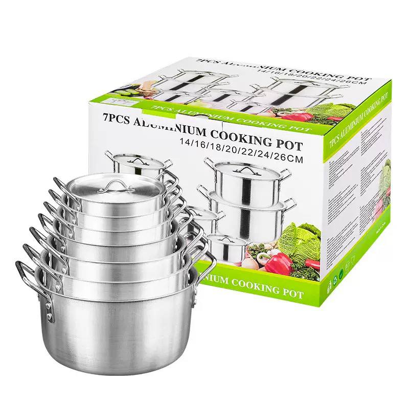  7-piece aluminum casserole cooking pot set image 2