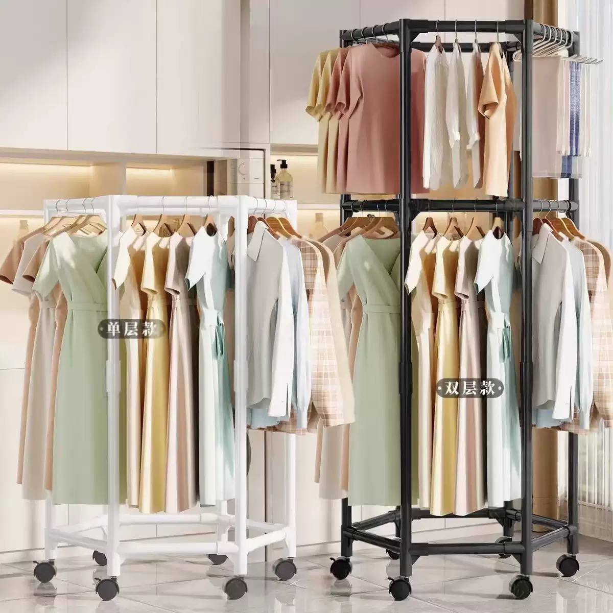 Freestanding 360-degree rotating hexagonal clothes rack image 3