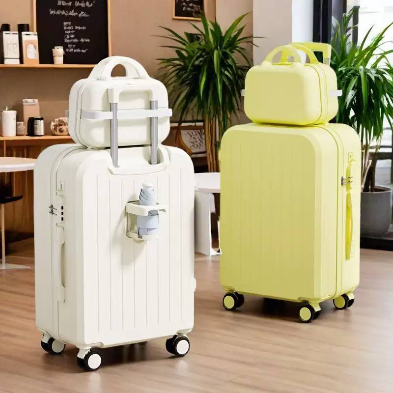 Modern, vertical-ribbed suitcases with matching carry-on cases image 3