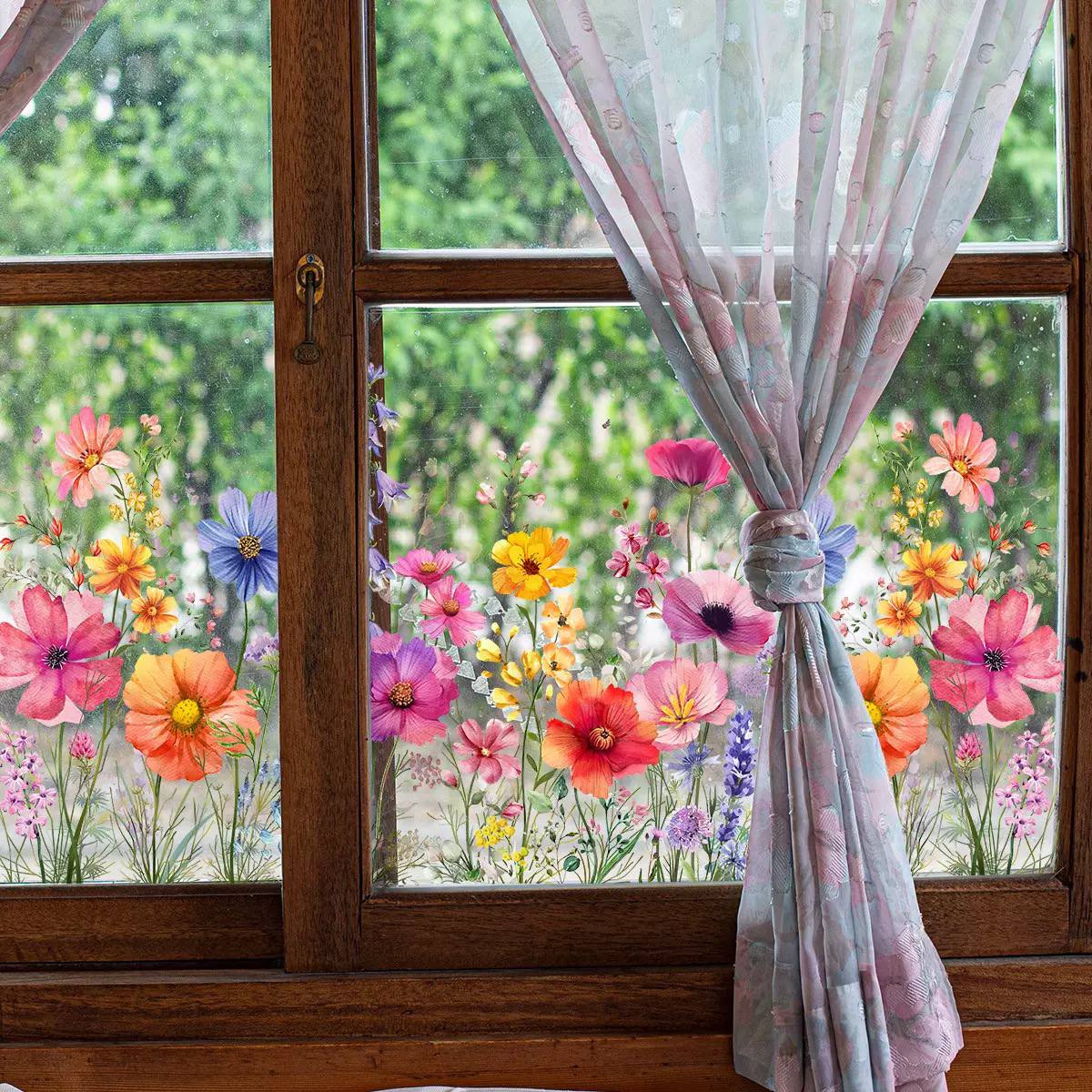 Colorful Floral Bouquet Window Sticker image 3