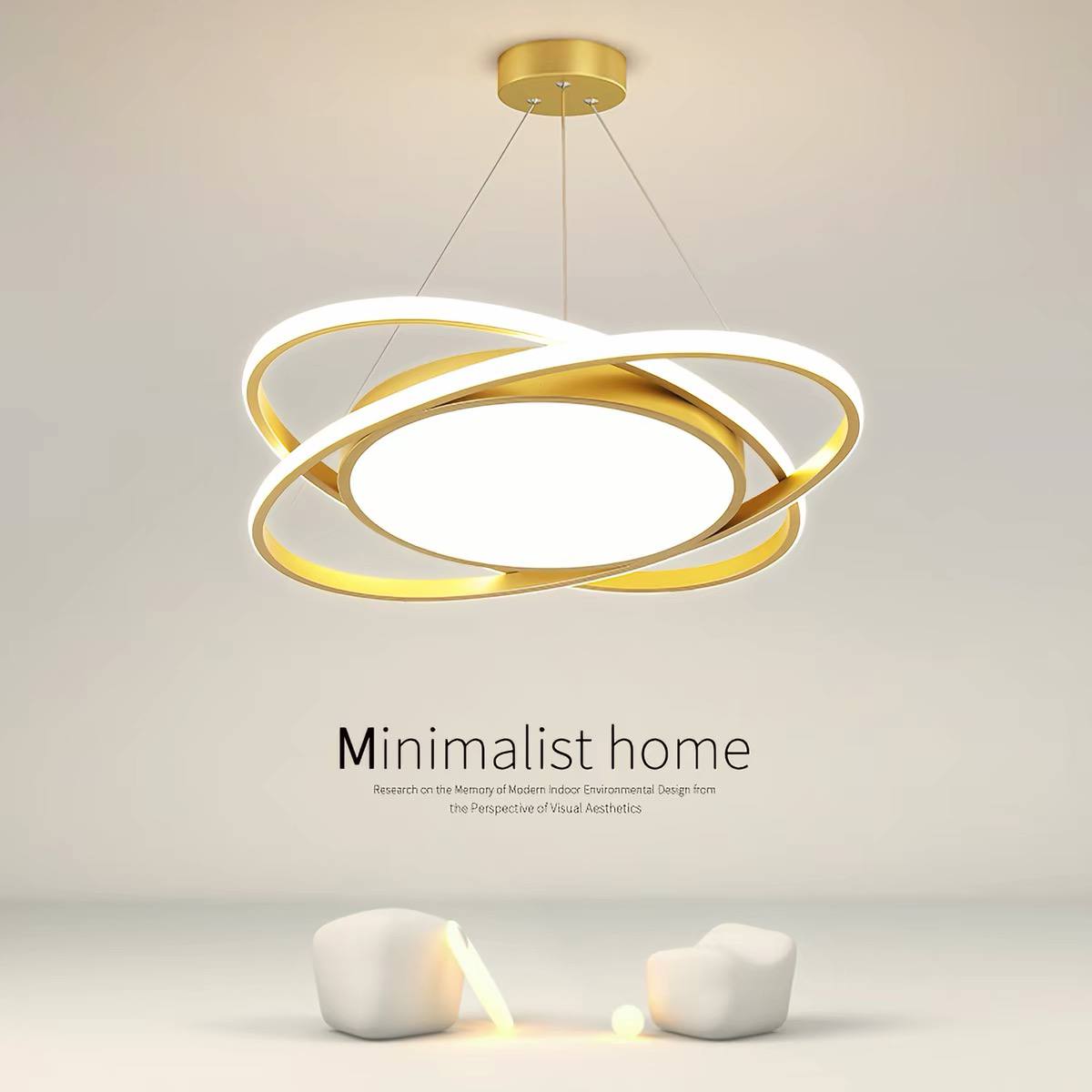 Modern white LED infinity loop chandelier image 4