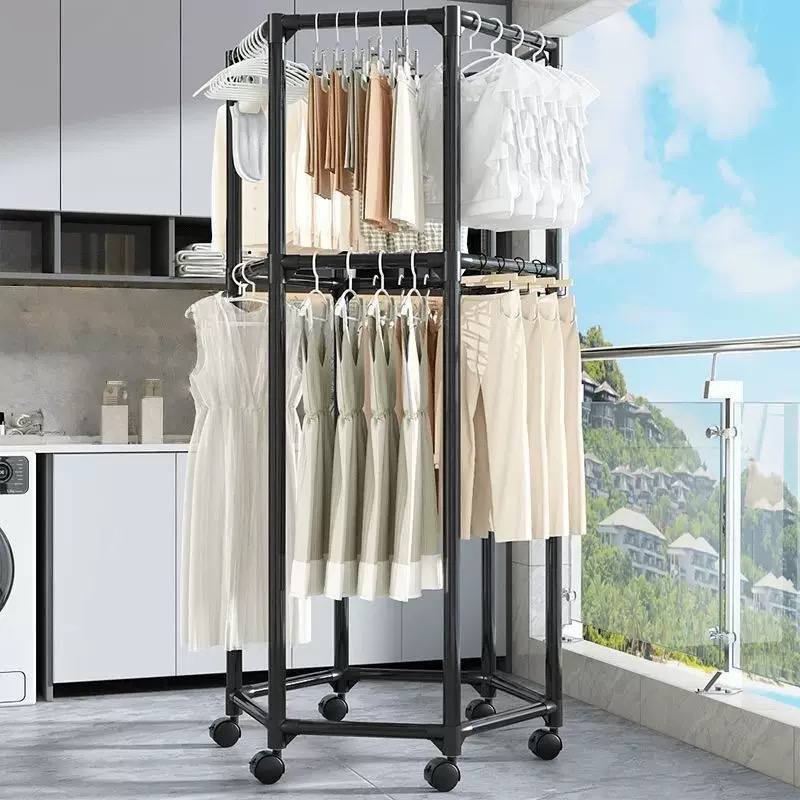 Freestanding 360-degree rotating hexagonal clothes rack image 4