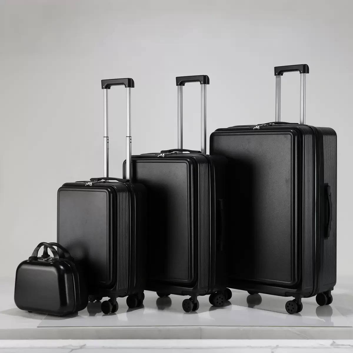 Modern, vertical-ribbed suitcases with matching carry-on cases image 6