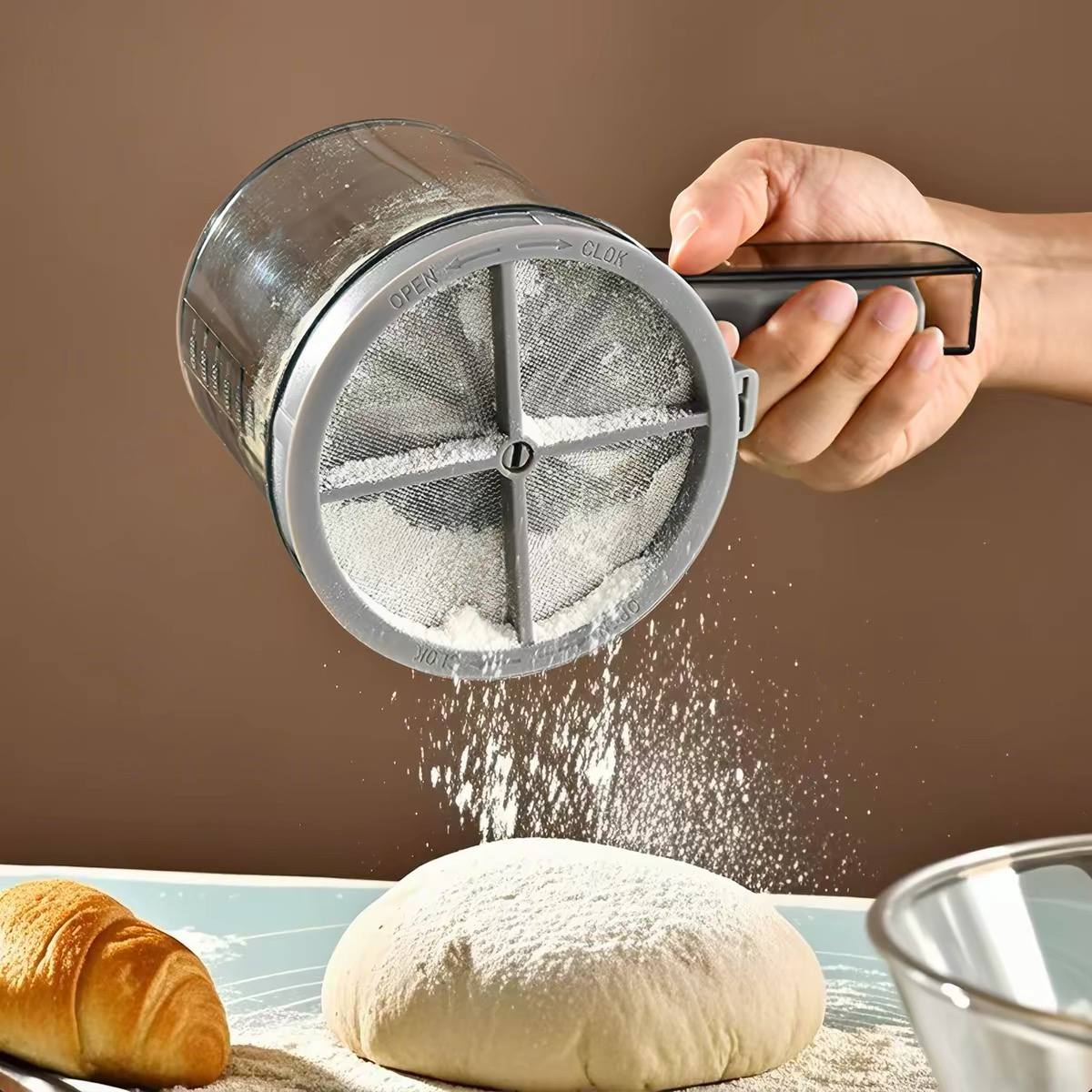 Long-Handle Cup Flour Sifter with Spring Handle (Single Layer) image 5