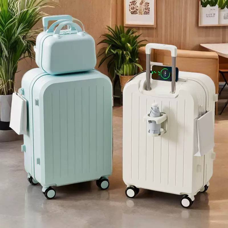 Modern, vertical-ribbed suitcases with matching carry-on cases image 8